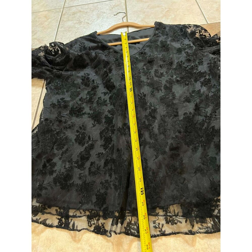 3XL Black Floral Sheer Lined Blouse Bell Sleeve Whimsigoth Witchy Unbranded Boho - Picture 7 of 8